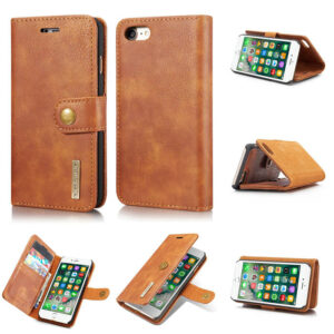 DG.MING iPhone 7/8 Wallet Magnetic Detachable 2 in 1 Split Leather Case Brown