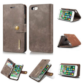 DG.MING iPhone 7/8 Wallet Magnetic Detachable 2 in 1 Split Leather Case Gray