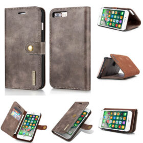 DG.MING iPhone 7 Plus/8 Plus Wallet Magnetic Detachable 2 in 1 Split Leather Case Gray