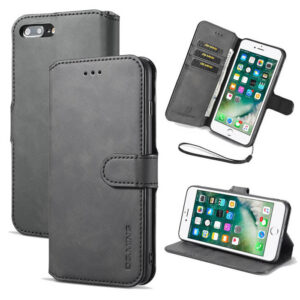 DG.MING iPhone 7 Plus/8 Plus Retro Wallet Stand PU Leather Case Black