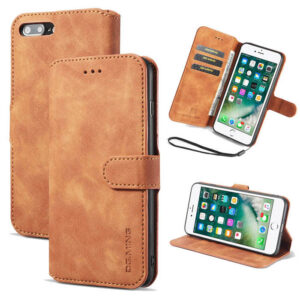 DG.MING iPhone 7 Plus/8 Plus Retro Wallet Stand PU Leather Case Brown