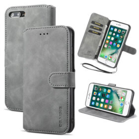 DG.MING iPhone 7 Plus/8 Plus Retro Wallet Stand PU Leather Case Gray