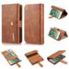 DG.MING iPhone 7/8 Wallet Stand Detachable 2 in 1 Split Leather Case Brown