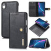 DG.MING iPhone XR Wallet Magnetic Detachable 2 in 1 Split Leather Case Black