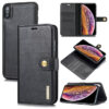 DG.MING iPhone XS Max Wallet Magnetic Detachable 2 in 1 Split Leather Case Black