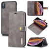 DG.MING iPhone XS Max Wallet Magnetic Detachable 2 in 1 Split Leather Case Gray