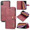 DG.MING iPhone XS Max Wallet Magnetic Detachable 2 in 1 Split Leather Case Red
