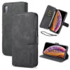DG.MING iPhone XS Max Retro Wallet Stand PU Leather Case Black