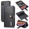 DG.MING iPhone XR Wallet Stand Detachable 2 in 1 Split Leather Case Black