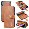 DG.MING iPhone XR Wallet Stand Detachable 2 in 1 Split Leather Case Brown