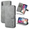 DG.MING iPhone XS/X Retro Wallet Stand PU Leather Case Gray