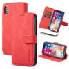 DG.MING iPhone XS/X Retro Wallet Stand PU Leather Case Red
