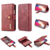 DG.MING iPhone XS/X Wallet Stand Detachable 2 in 1 Split Leather Case Red