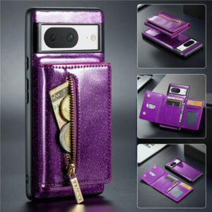 DG.MING Google Pixel 8 Magnetic Wallet Glitter Leather Case
