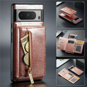 DG.MING Google Pixel 8 Pro Magnetic Wallet Glitter Leather Case