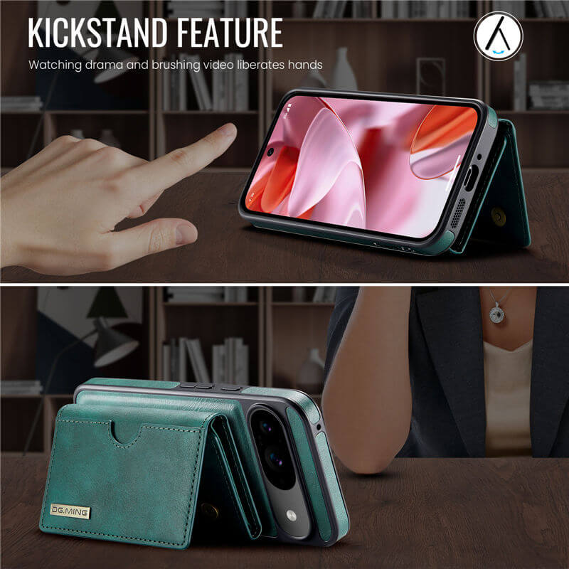 DG.MING Google Pixel 9/Pixel 9 Pro Wallet Kickstand Case