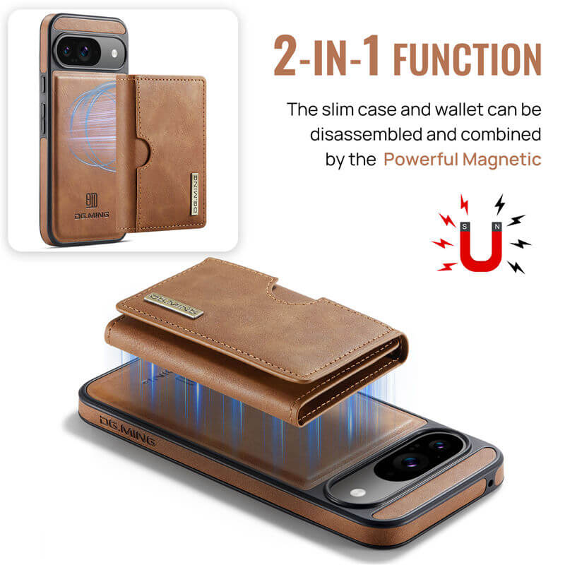DG.MING Google Pixel 9/Pixel 9 Pro 2-in-1 Magnetic Wallet Case