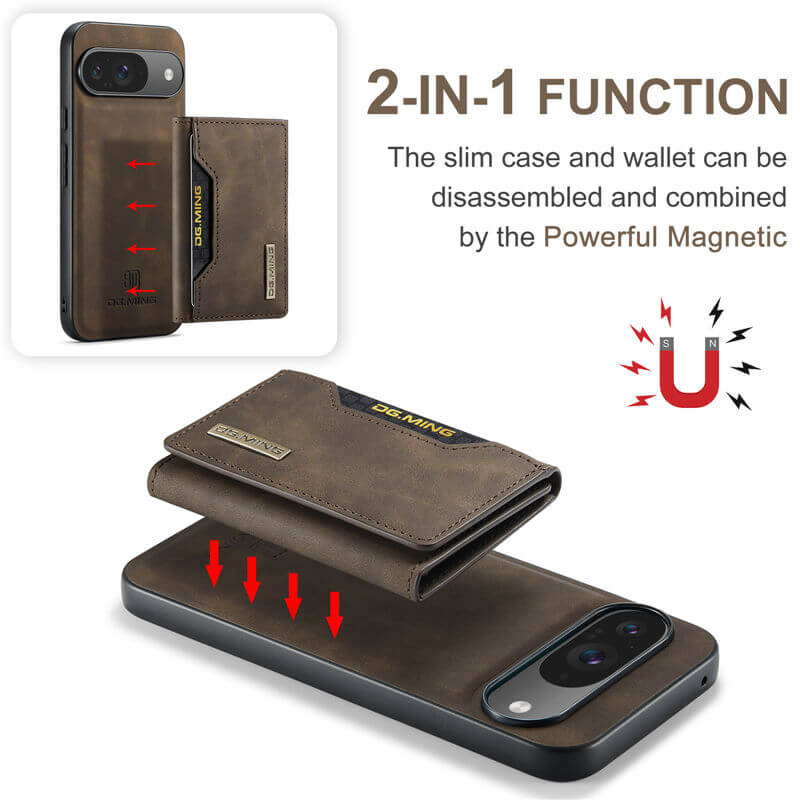 DG.MING Google Pixel 9/9 Pro Magnetic Detachable Wallet Case