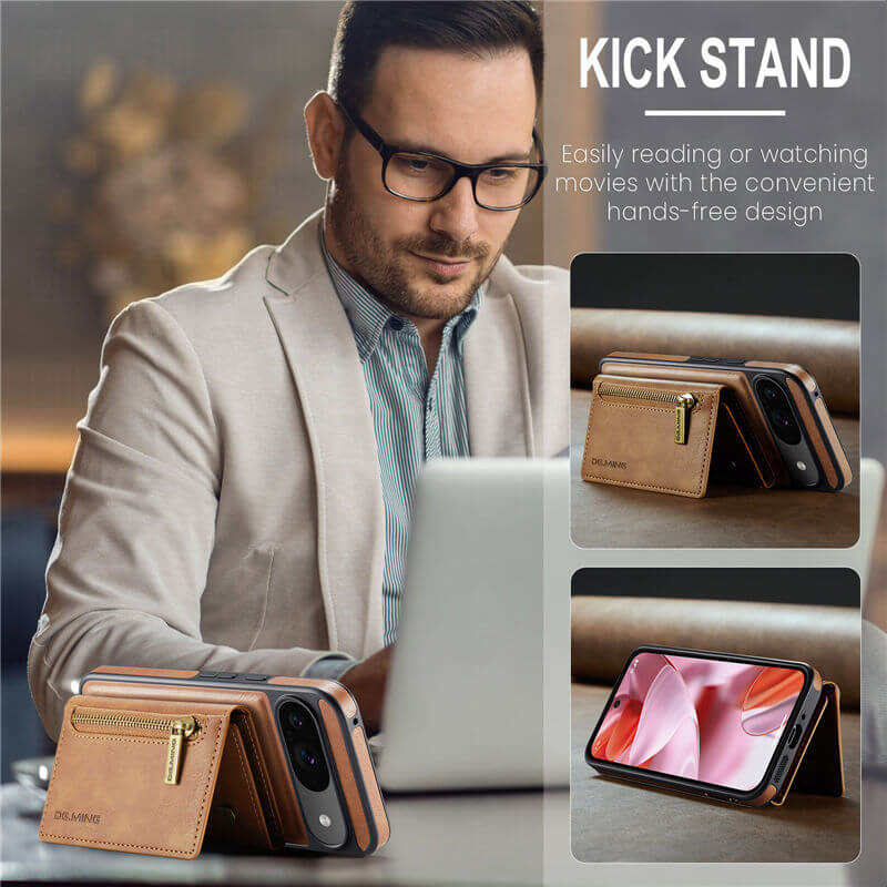 DG.MING Google Pixel 9/Pixel 9 Pro Wallet Kickstand Case
