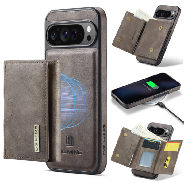 DG.MING Google Pixel 9 Pro XL 2-in-1 Magnetic Wallet Case – Detachable Design with 6 Card Slots, RFID Blocking & Wireless Charging
