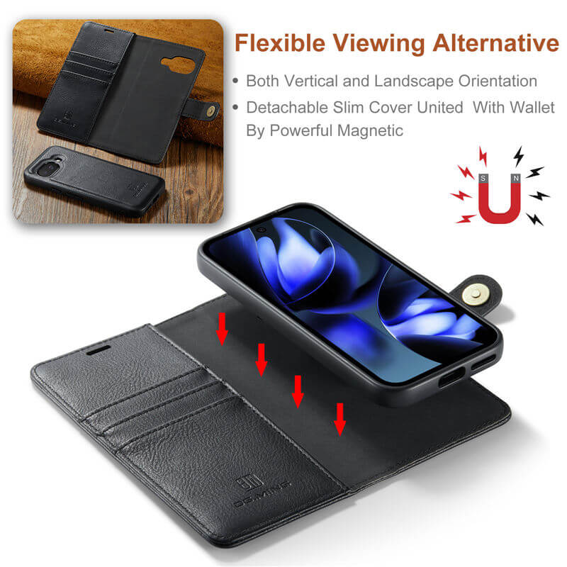 DG.MING Google Pixel 9A Wallet Detachable 2-in-1 Case