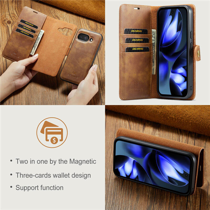 DG.MING Google Pixel 9A Wallet Kickstand Case