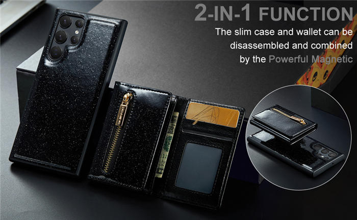 DG.MING Samsung Galaxy S22 Ultra M3 Series Wallet Case Black