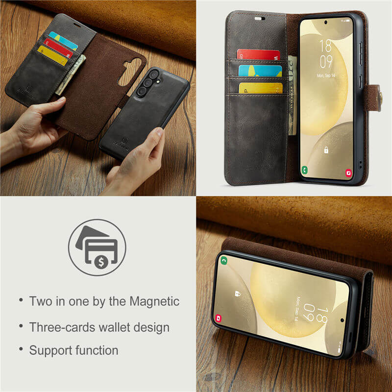 DG.MING Samsung Galaxy S24 Wallet Magnetic Detachable 2 in 1 Case