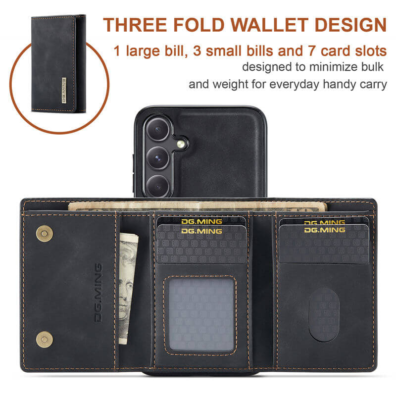 DG.MING Samsung Galaxy S24 FE Magnetic 2-in-1 Mini Wallet Case