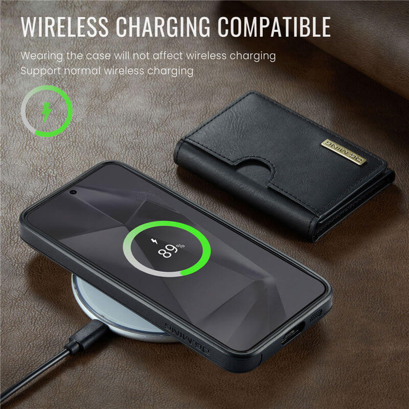 DG.MING Samsung Galaxy S24 FE 2-in-1 Magnetic Wallet Case with Wireless Charging