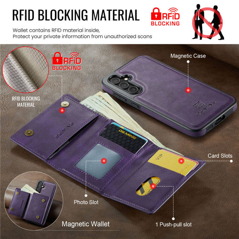 DG.MING Samsung Galaxy S24 Plus 2-in-1 Magnetic Wallet Case