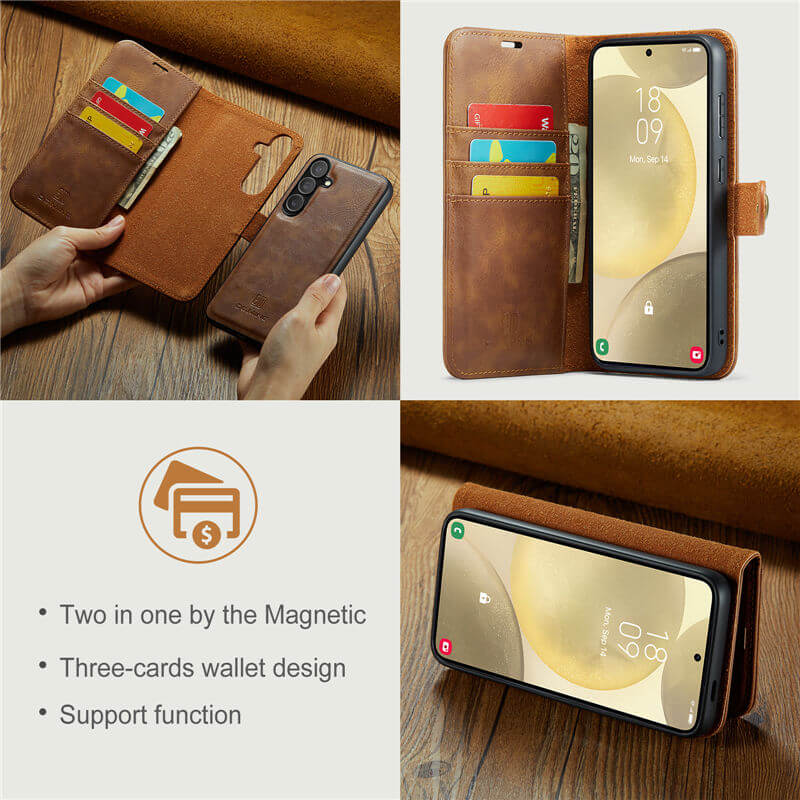 DG.MING Samsung Galaxy S25 Wallet Magnetic Detachable 2-in-1 Case