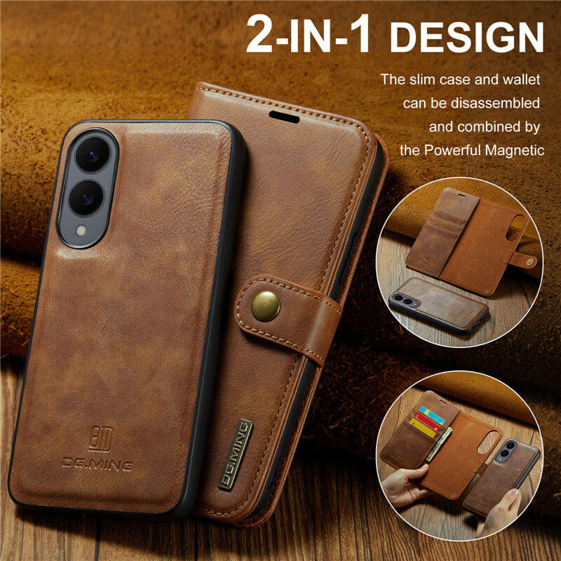 DG.MING Samsung Galaxy S25 Edge Wallet Detachable 2 in 1 Case