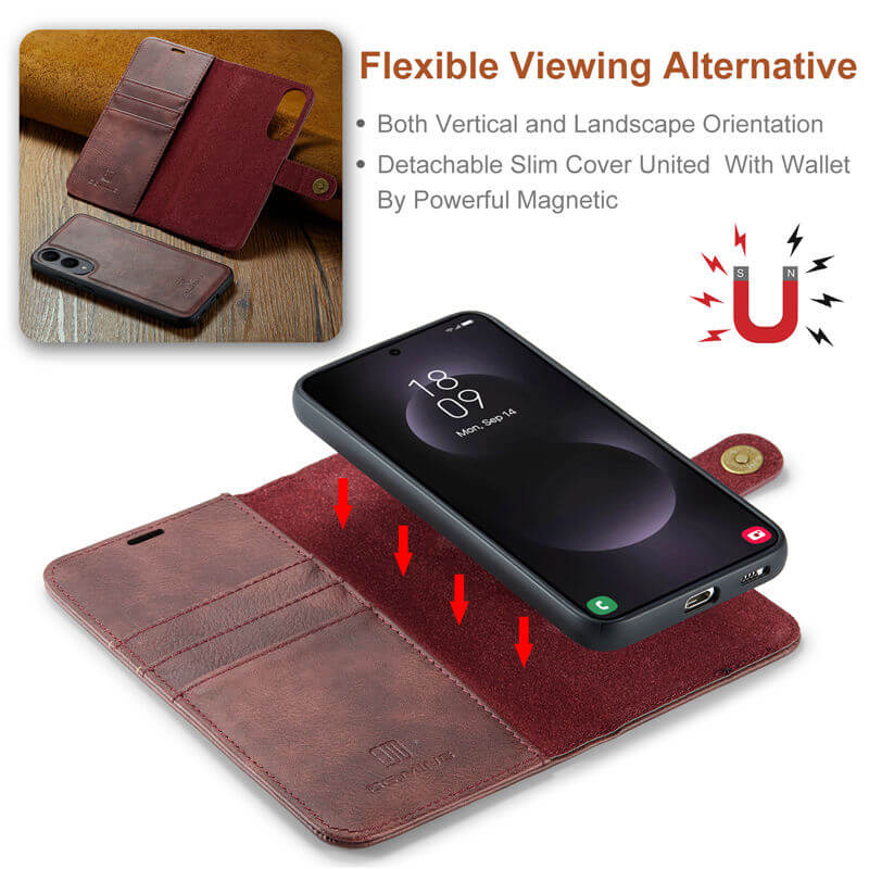 DG.MING Samsung Galaxy S25 Edge Wallet Magnetic 2 in 1 Case