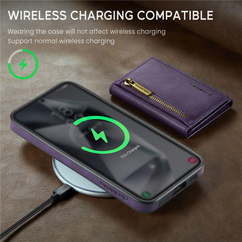 DG.MING Samsung Galaxy S25 Plus Wallet Case – Wireless Charging