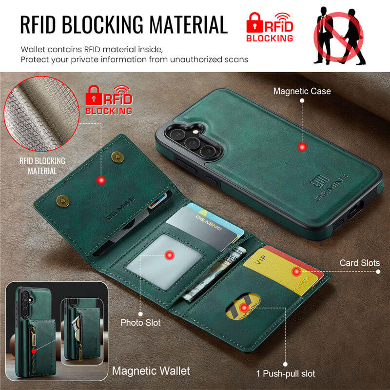 DG.MING Samsung Galaxy S25 Plus Wallet Case – RFID Blocking