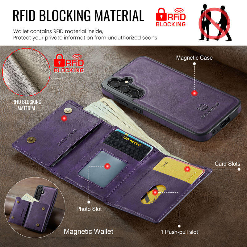DG.MING Samsung Galaxy S25 Plus Wallet Case with RFID Blocking