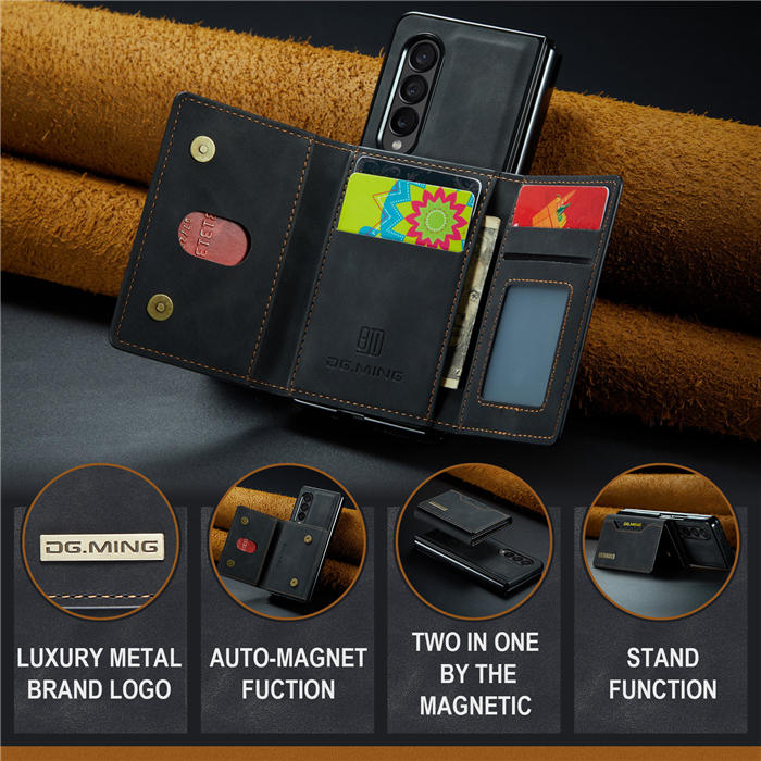 DG.MING Samsung Galaxy Z Fold4 M2 Series Wallet Case Black