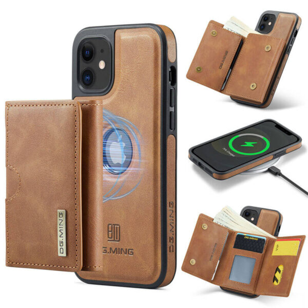 DG.MING iPhone 12 2-in-1 Magnetic Wallet Case – Detachable Design with 6 Card Slots, RFID Blocking & Wireless Charging