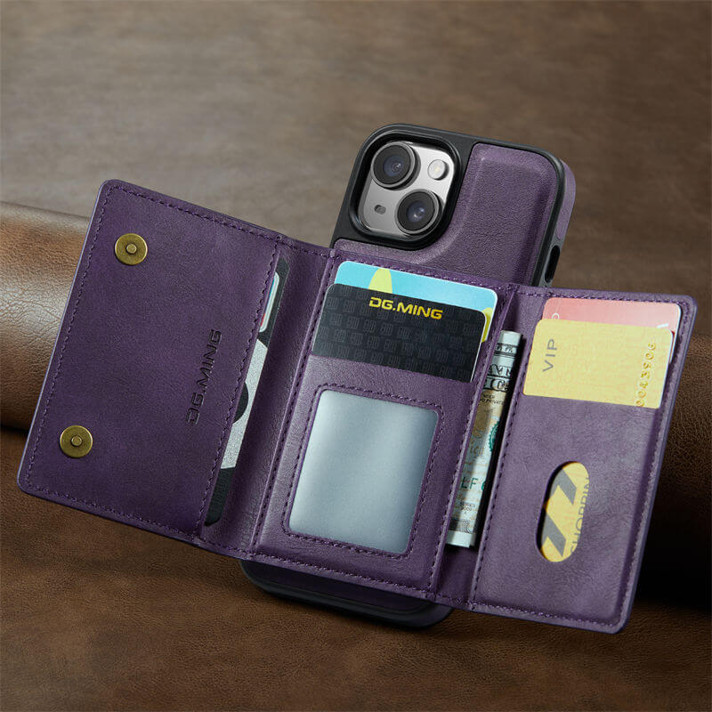 DG.MING iPhone 14 Plus Wallet RFID Blocking Case