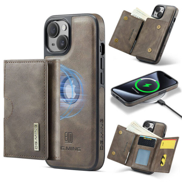 DG.MING iPhone 14 Plus 2-in-1 Magnetic Wallet Case – Detachable Design with 6 Card Slots, RFID Blocking & Wireless Charging