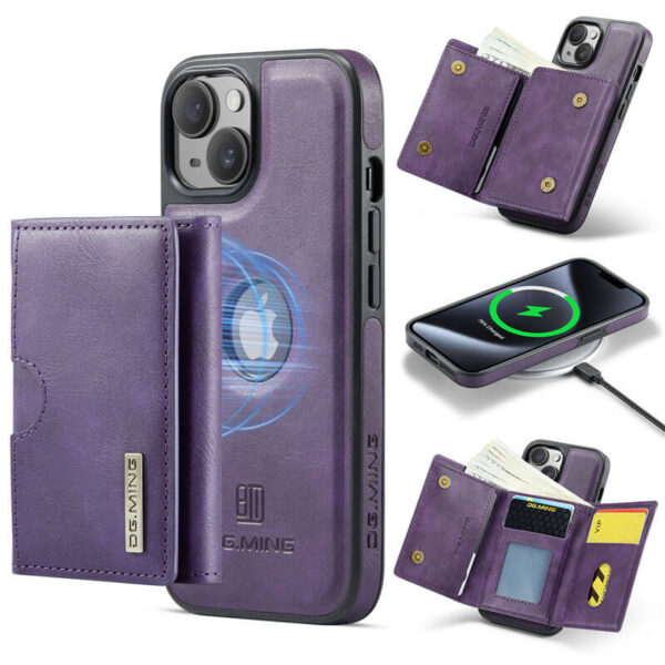 DG.MING iPhone 14 2-in-1 Magnetic Wallet Case – Detachable Design with 6 Card Slots, RFID Blocking & Wireless Charging