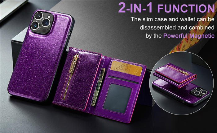 DG.MING iPhone 14 Pro Max M3 Series Wallet Case Purple