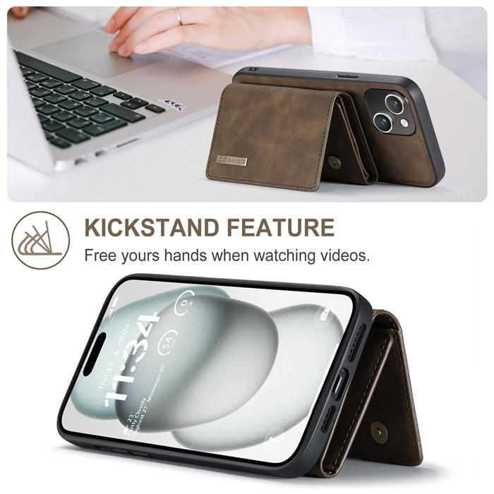 DG.MING iPhone 15 Mini Wallet Kickstand Case