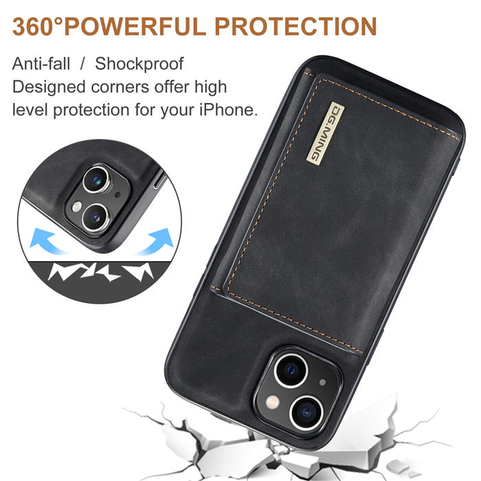 DG.MING iPhone 15 Magnetic 2-in-1 Mini Wallet Case