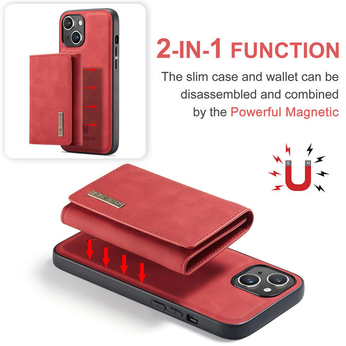 DG.MING iPhone 15 Magnetic 2-in-1 Mini Wallet Case