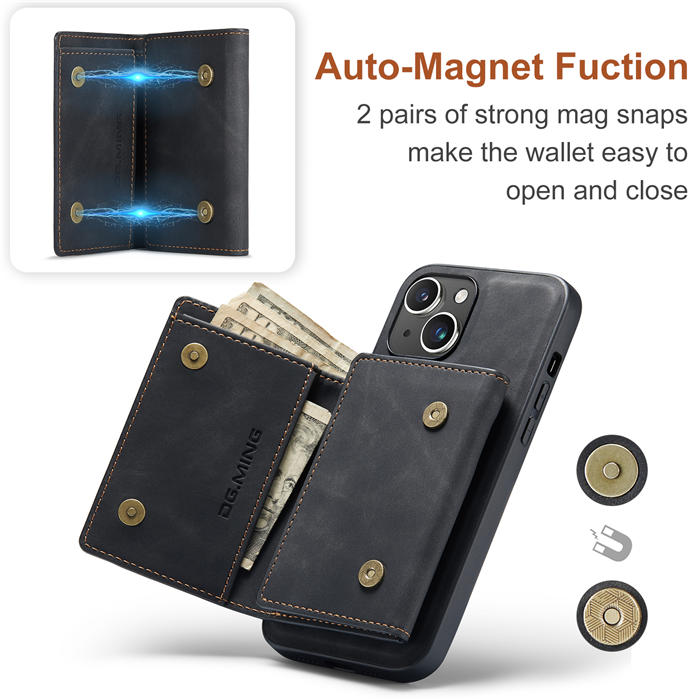 DG.MING iPhone 15 Magnetic 2-in-1 Mini Wallet Case