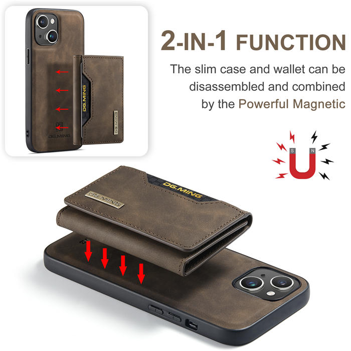 DG.MING iPhone 15 Plus Magnetic Detachable Mini Wallet Case