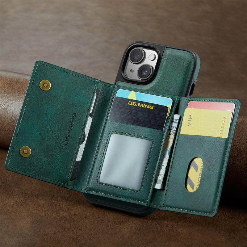 DG.MING iPhone 15 Wallet RFID Blocking Case