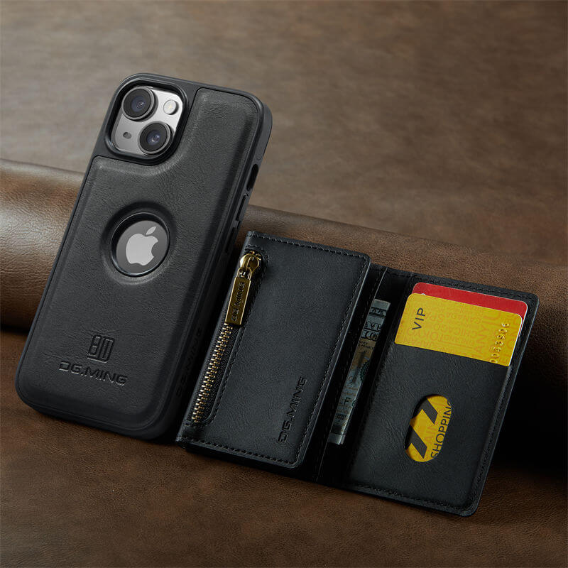 DG.MING iPhone 15 Plus Wallet RFID Blocking Case